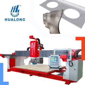 Hualong HKNC-500 5 Axis CNC Puente Sierra Máquina de corte y fresado de piedra Mármol Azulejos Máquina cortadora automática de vidrio