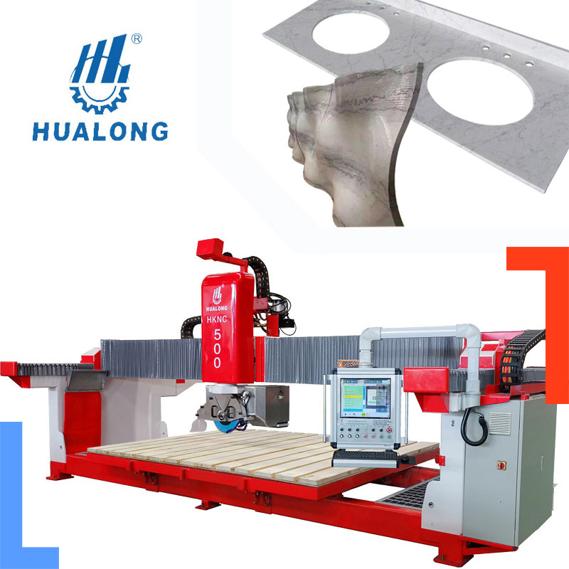 Sierra de puente CNC de HKNC-500, encimeras de 5 ejes, máquina cortadora de piedra de mármol CNC de granito de mármol 3D con sistema de control de Italia 