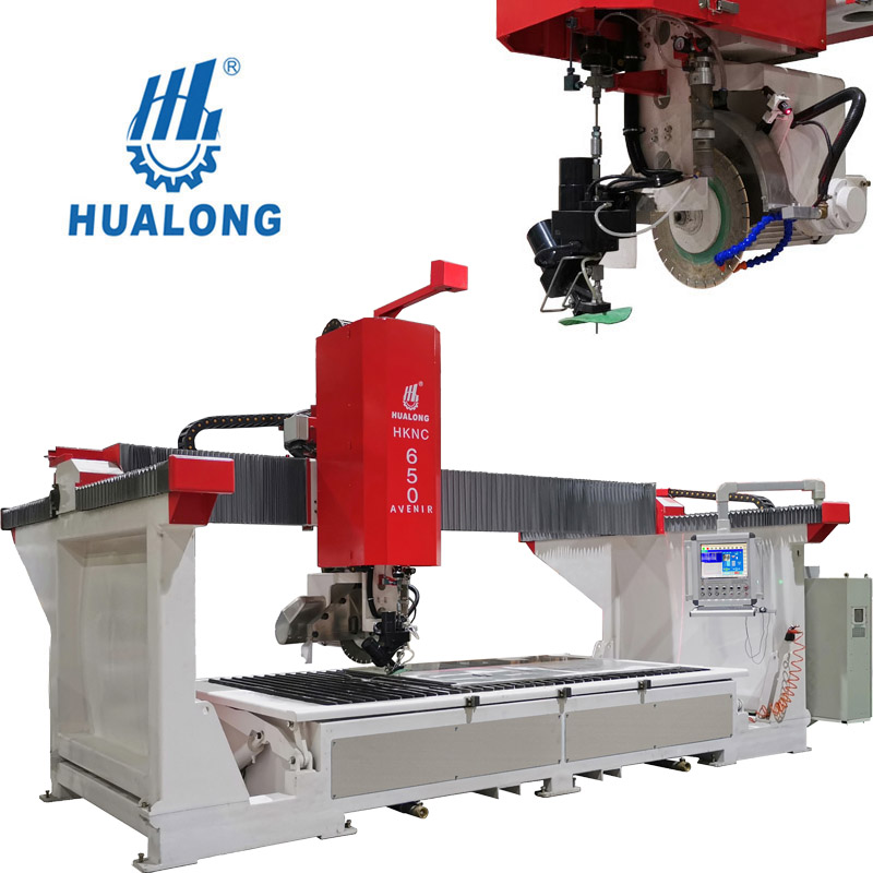 HUALONG HKNC-650J cortadora de piedra SawJet CNC de 5 ejes de corte y chorro de alta eficiencia con sierra de puente y chorro de agua