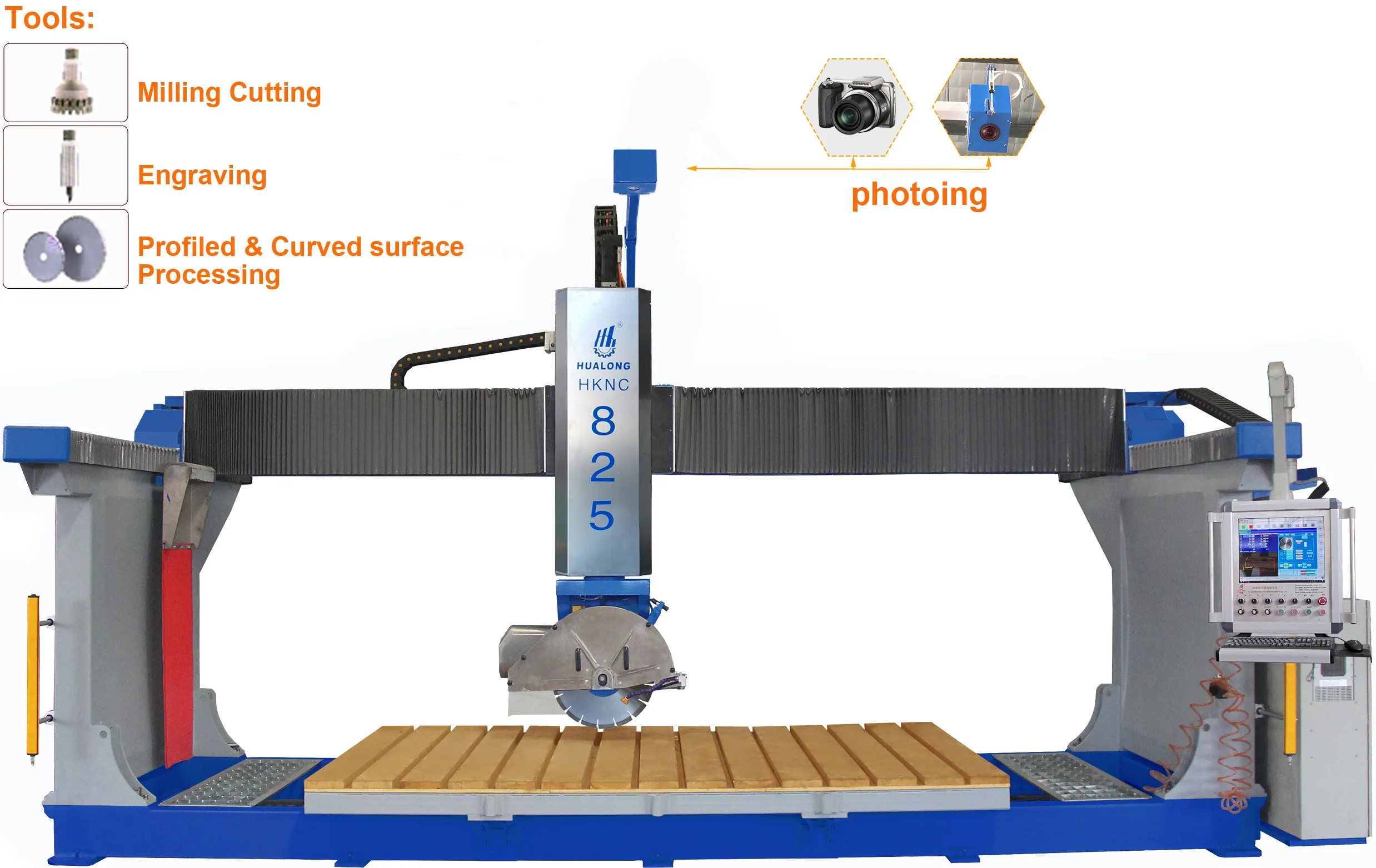 Máquina de corte de piedra y fresado del puente CNC de 5 ejes CNC