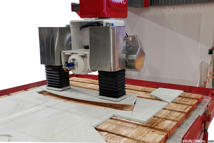 Máquina de corte de puente de piedra CNC automática de 5 ejes para procesamiento de encimeras complejas, grabado, fresado, perforación con dibujo CAD